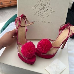 Charlotte Olympia Pink Heels with Pom Poms
